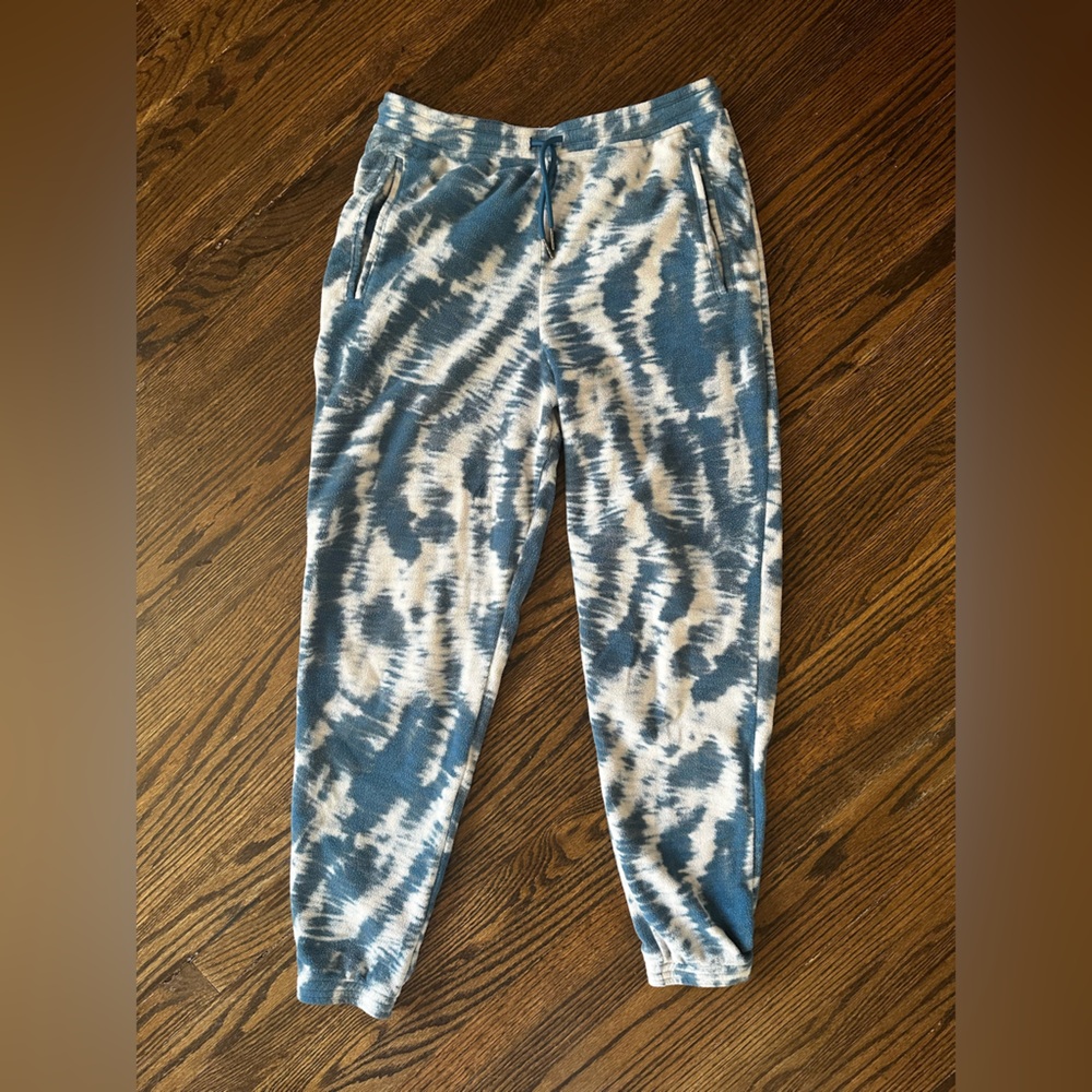 Patagonia Blue and White Tie-Dye Joggers